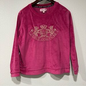 Juicy Couture Raspberry Pink Label Velour Sweatshirt Size Medium M Y2K Retro